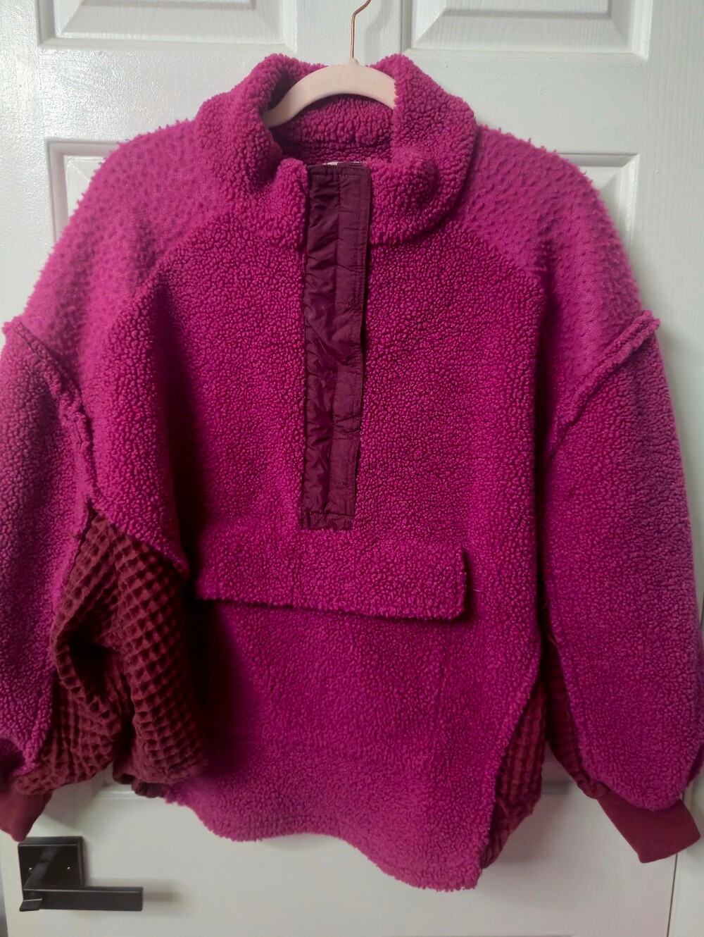 BDG - Urban Outfitters Plush Fuchsia Sherpa Pullover Sweater